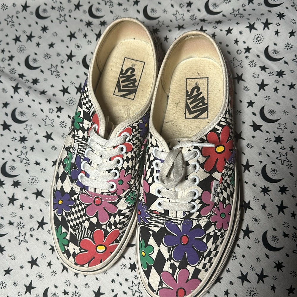 vans checkerboard flower floral printed marshmallow - Picture 3 of 5